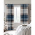 thumbnail image 3 of Blue Brown Plaid Blackout Curtains 45 Inches Long for Bedroom, Vintage Abstract Stripes Lattice Thermal Insulated Room Darkening Black Out Window Curtain Panels Grommet Drapes for Living Room, 3 of 8