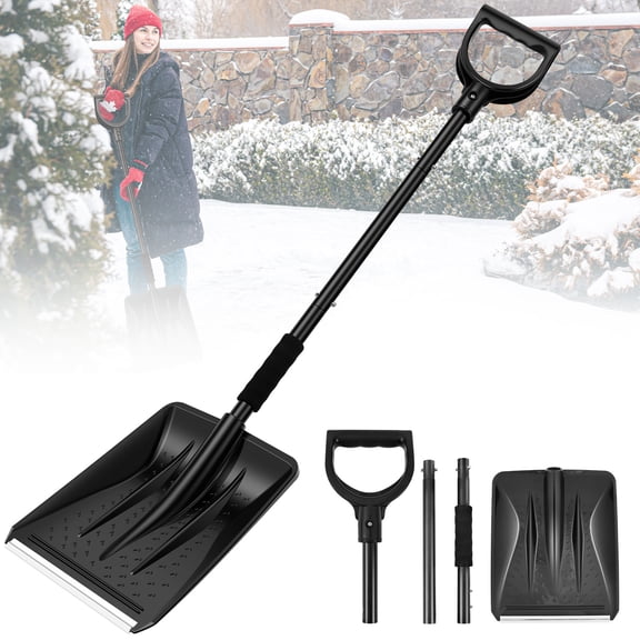 Snow Shovel Large Capacity Portable Emergency Snow Shovel with Stainless Steel Handle for Home Garden Camping