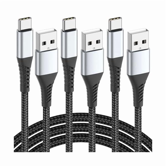 3FT USB C Cable, 3-Pack Braided USB Type C Charger Cord 3 Feet USB A to USB C Cable Fast Charging for iPhone 16, Samsung Galaxy S24 S23, Moto G8, Google Pixel, iPad Air/Mini, iPhone 15 Charger Cord
