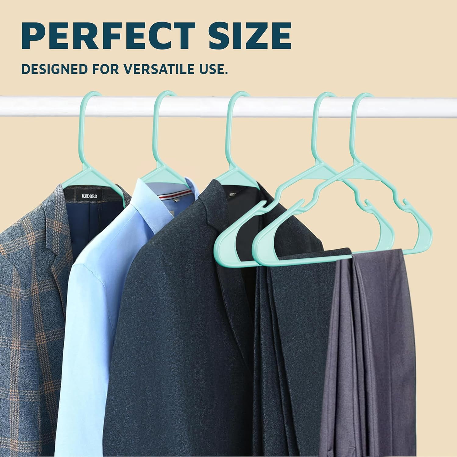 Lifemaster Plastic Clothes Hangers – Heavy Duty Hanger Set, For Organizing Clothes, Dresses, and Coat, Holds Up To 5 lbs, Space-saving Hangers with Non-Slip Shoulder Grooves, Pack of 120, Aqua