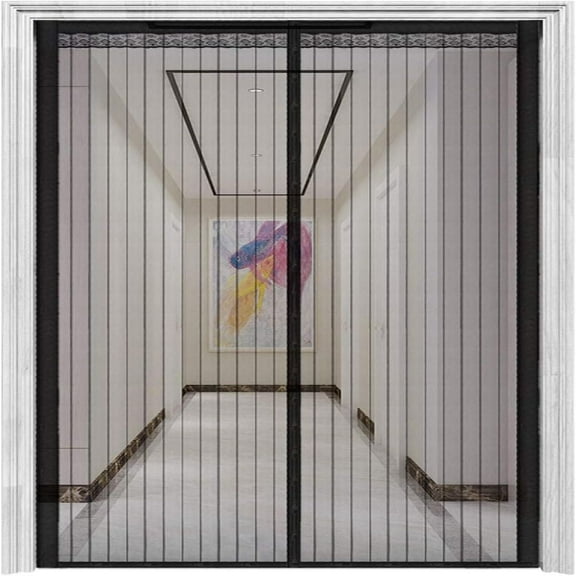 Daradara Magnetic Screen Door, Heavy Duty Door Screen Magnetic Closure,Fits Doors up to 39 x 82inches, Dogs Pets Friendly Door Screen, Black