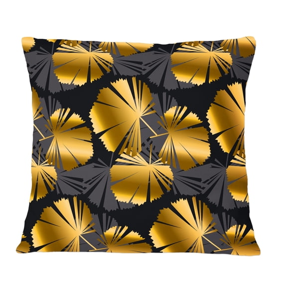 Designart Golden Palm Leaves III' Mid-Century Modern Throw Pillow - 12x20