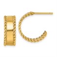 thumbnail image 3 of Diamond2Deal 14k Yellow Gold Polished with Rope Edge J-Hoop Earrings for Women, 3 of 3