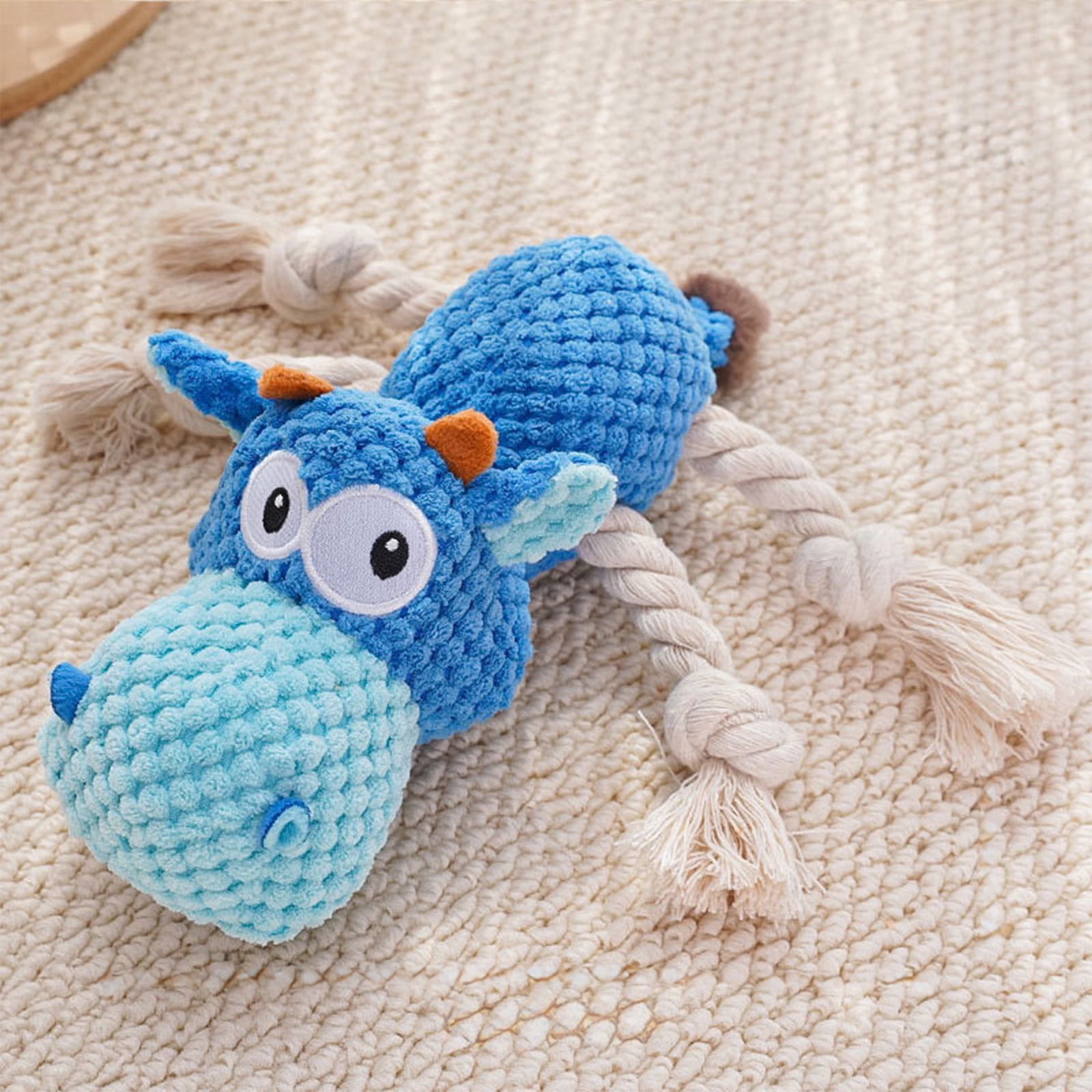 YiJuHui 1pcs Squeaky Dog Chew Toys for Aggressive Chewers, Interactive Plush Grinding Doll with Rope Core for Boredom Relief and Dental Health, Durable Pet Grinding Toys for Tug of War and Fetch