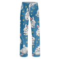 thumbnail image 7 of Adult Easter Pajamas Drawstring Stretch Waist Trendy Sleepwear Funny Bunny Print Soft Wide Leg Pants (Dark Blue,3XL), 7 of 7