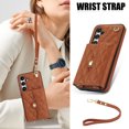 thumbnail image 2 of Case for Samsung Galaxy S24 Plus, Crossbody Wristlet Case Wallet with RFID Blocking Card Slots KickStand Flip Folio PU Leather Magnetic Protective Cover Women for Samsung Galaxy S24 Plus, Brown, 2 of 9
