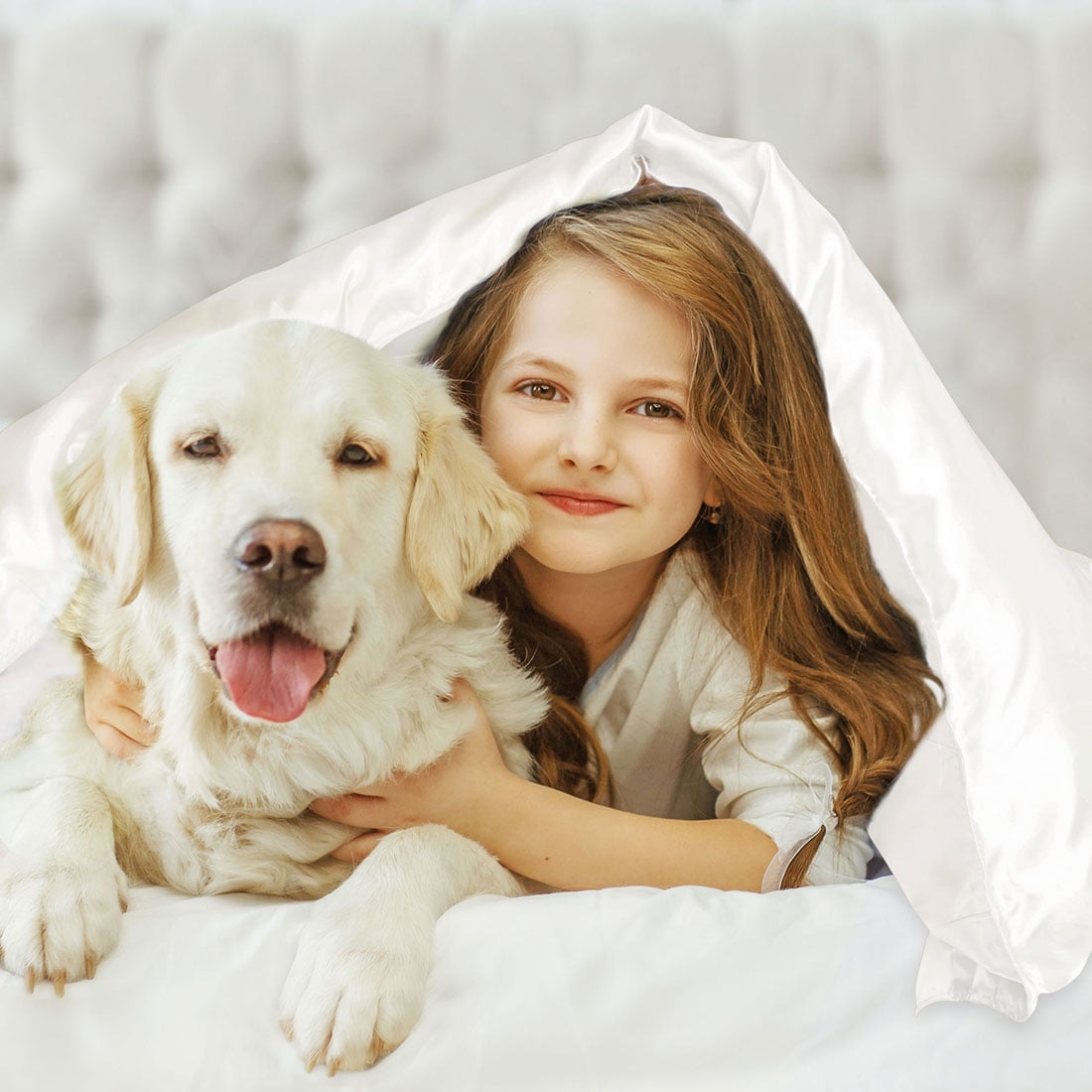 Unique Bargains Satin Duvet Cover Set of 3 with 2 Pillowcase King Cream White
