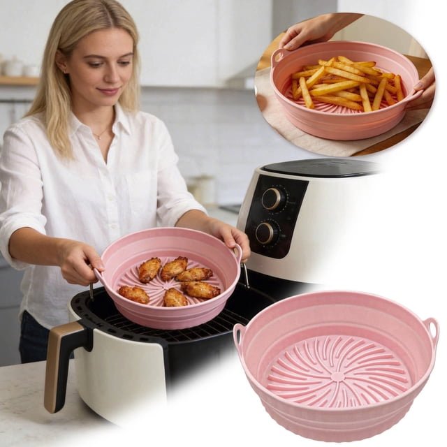 Doublures en Silicone pour Friteuse à Air Chaud 2026 Améliorées Silicone pour Friteuse à Air Réutilisable en Silicone de Qualité Alimentaire Plateau de Cuisson Réutilisable pour Four Plateau de Friteuse à Air en Acier Inoxydable pour Four Remplacement de Plateau de Friteuse à Air Carré