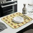thumbnail image 3 of Yellow Highland Cow Flower Hat Pattern Dish Drying Mat for Kitchen 1 Pack, Ultra Absorbent Microfiber Dishes Drainer Mats,16"x18", 3 of 6