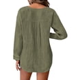 thumbnail image 4 of ClodeEU Women's Long Sleeve Henley Button Shirt ,Casual Loose Fit Classic Blouse Army Green,Womens Plus XXL, 4 of 5