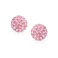 thumbnail image 3 of Round Simple Basic Pave Sparkle Crystal Fireball Disco Ball Stud Earrings For Women Teen Sterling Silver More Colors 8MM, 3 of 5