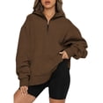 thumbnail image 1 of Sudaderas con capucha para mujer con media cremallera, sudaderas de gran tamaño, trajes de moda de otoño, ropa Y2k, camisetas de manga larga de color sólido, 1 of 2
