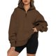 thumbnail image 1 of Sudaderas con capucha para mujer con media cremallera de gran tamaño con capucha y trajes de moda de otoño Y2k ropa de color sólido de manga larga, 1 of 2