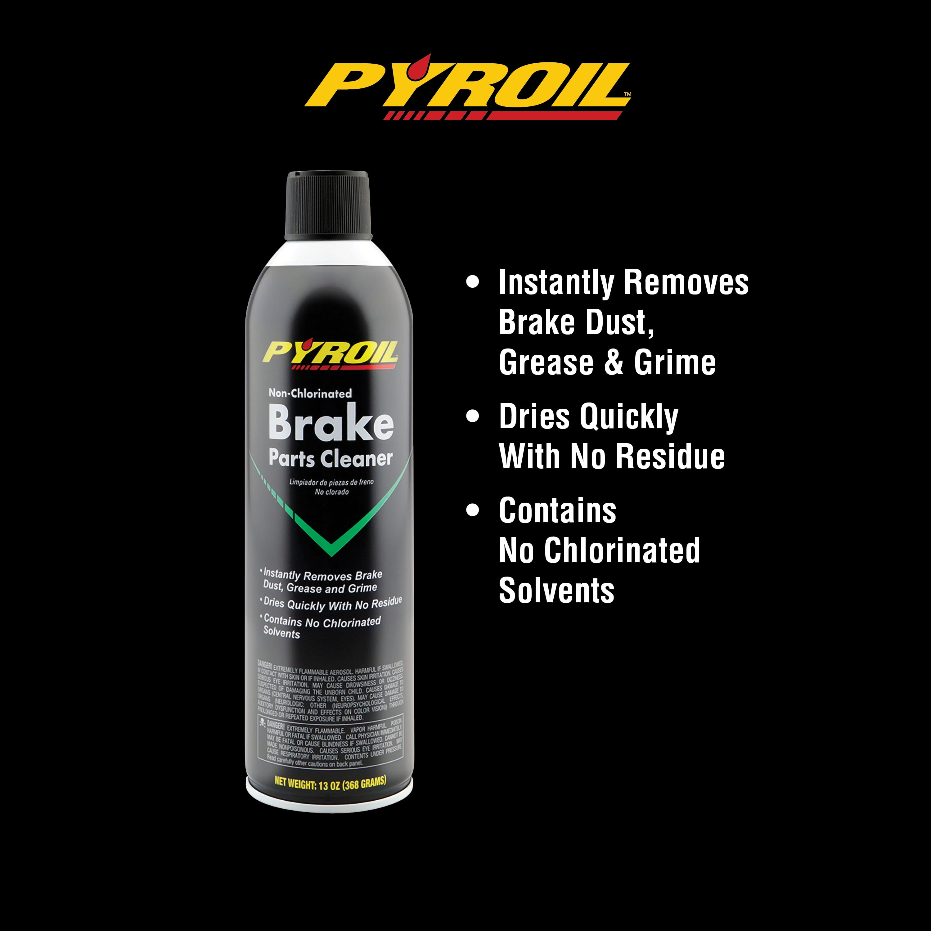 (2 pack) Niteo PYROIL Non-Chlorinated Fast Drying No Residue Aerosol Brake Cleaner, All Vehicle Types, 15 oz