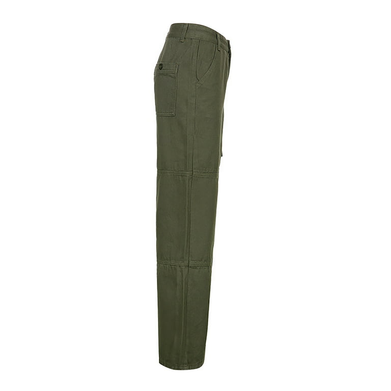 Hvyesh Women's Cargo Pants Work Sports Elastic Waist String Side Pocket  Small Leg Trousers 