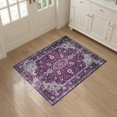 thumbnail image 3 of ODIKA 3'x5' Washable Accent Rug Purple Vintage Plum Distressed Boho Allover Pink Mauve Grey Lilac for Bedside, Nursery Room, Pet Friendly & Non-Shedding, 3 of 7