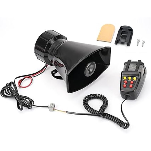 7 Tone Siren Horn Hooter with Mic For All Cars, Trucks, Mini Trucks, Vans, Bikes - Loud Siren With 7 Different Great Sounds
