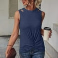 thumbnail image 2 of Timegard Tank Tops for Women Crewneck Sleeveless Front Knot Cutout Top Summer Dressy Casual Slim Tee, 2 of 6