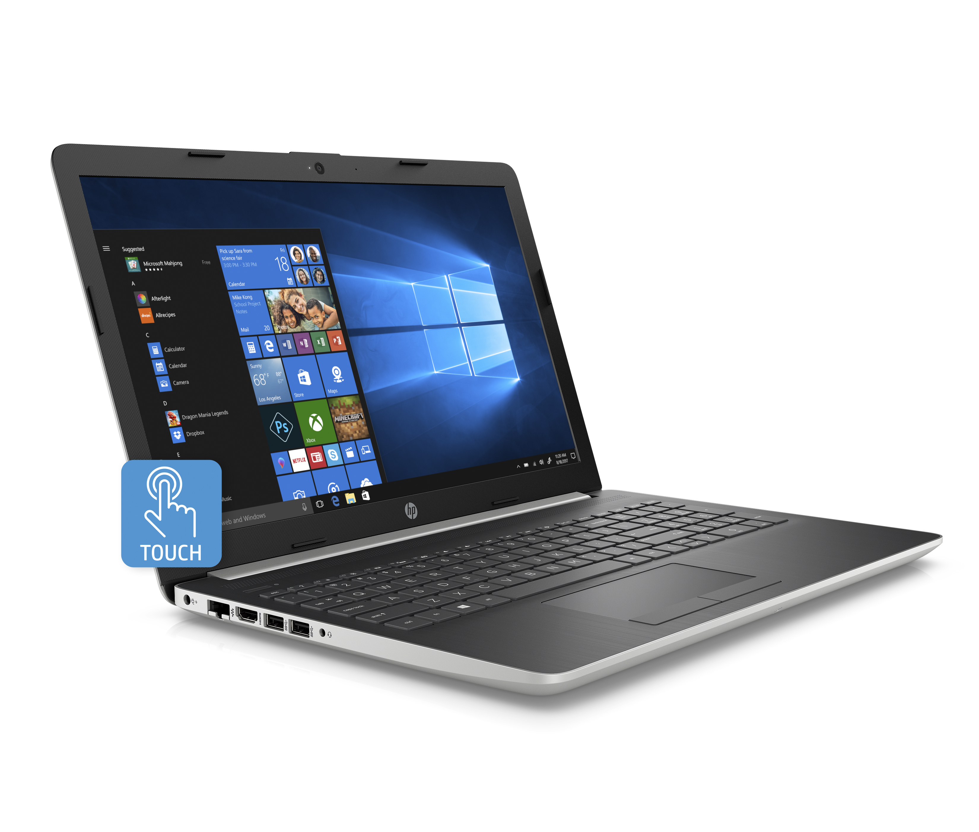 HP 15 Graphite Mist Laptop Touchscreen, Intel Core i5-8250U, 1TB HDD + 16GB Intel Optane memory, 4GB SDRAM, DVD, 15-da0053wm - image 4 of 9