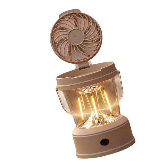ZELVINN Outdoor Light and Fan Combo Portable Camping Lantern with Foldable Fan Head Carry Handle 1500 3.7 V Lamp for Tent