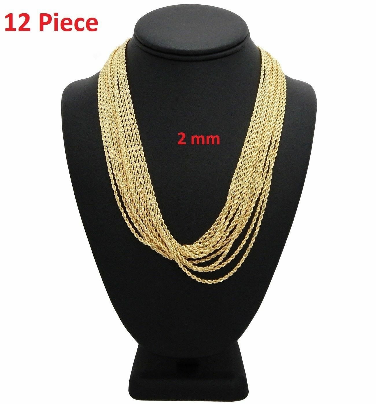 12 Piece Italy Rope Chain Necklace 2mm 