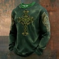 thumbnail image 2 of Telankuip Men's St. Patrick's Day Art Print Casual Crew Neck T-Shirts Irish Celtic Cross Graphic Long Sleeve Tops Soft Comfortable Fashion Holiday Waffle Pullovers Workout Outfits 1-Green XXXL, 2 of 4