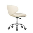 thumbnail image 4 of Madison and Park Set of 2 Hugo Short Stool Adjustable 13" to 15" Low Rolling Chair with Backrest, White - N/A, 4 of 7