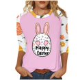 thumbnail image 3 of lcziwo Back to College Sales Easter Shirts for Women Spring 3/4 Sleeve Crewneck Blouses Novelty Eggs Pattern Tee Cute Rabbit Graphic Tunic 2025 Holiday Tops Hot Pink XXXL, 3 of 6