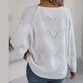 thumbnail image 4 of Herrnalise Women's Cable Cropped Sweater Long Sleeve Crewneck Pullover Knit Jumper Top White,M, 4 of 8