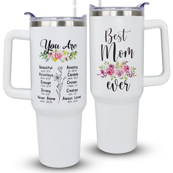 40oz Mom Tumbler with Handle - Mother''s Day & Birthday Gift for Mom from Daughters & Sons - Insulated Stainless Steel Travel Mug with Lid - Perfect Mother Coffee Cup