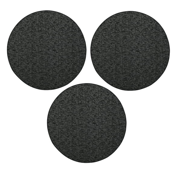 Furnish My Place Modern Indoor/Outdoor Commercial Black Rug, Modern Area Rug, Baby Nursery Mat, Pet-Friendly Carpet, Living Room, Playroom, Home Floor Décor, Made in USA, 2' Round - Set of 3