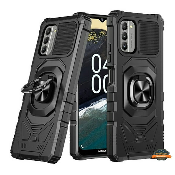 Xpression Cover for Nokia G400 Armor Hybrid Stand Ring Hard TPU Rugged Full-Body Protective [Military-Grade] Magnetic Car Ring Holder Phone Case - Black