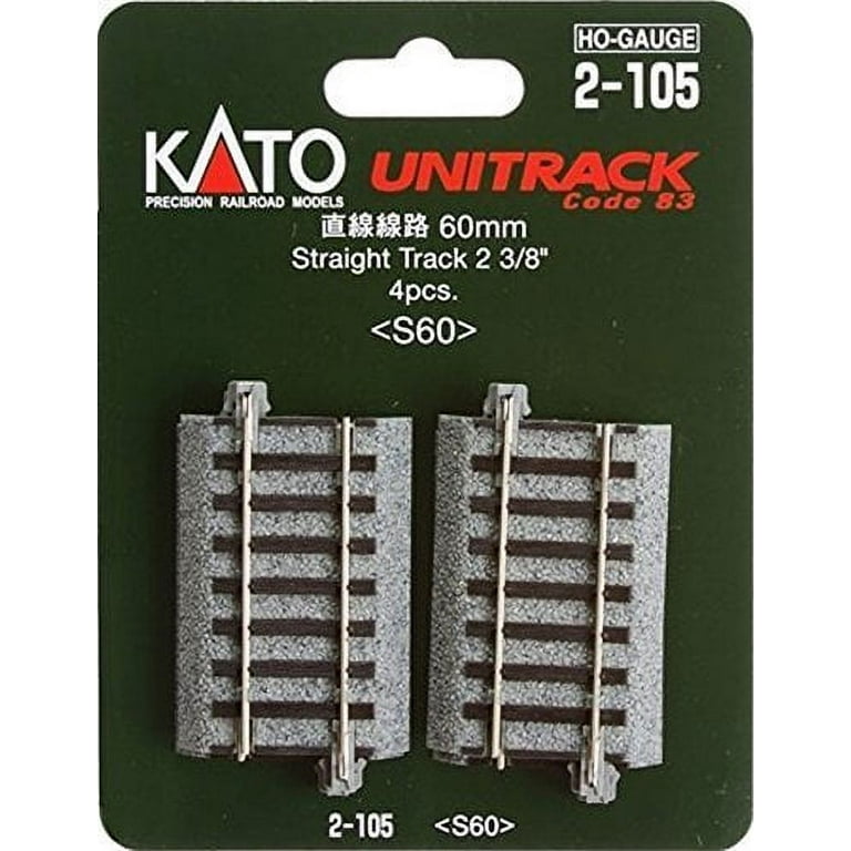 Kato #2-105 HO Gauge Unitrack 60mm 2 3/8in Straight 4pcs Kato #2-105 HO Gauge Unitrack 60mm 2 3/8in Straight 4pcs