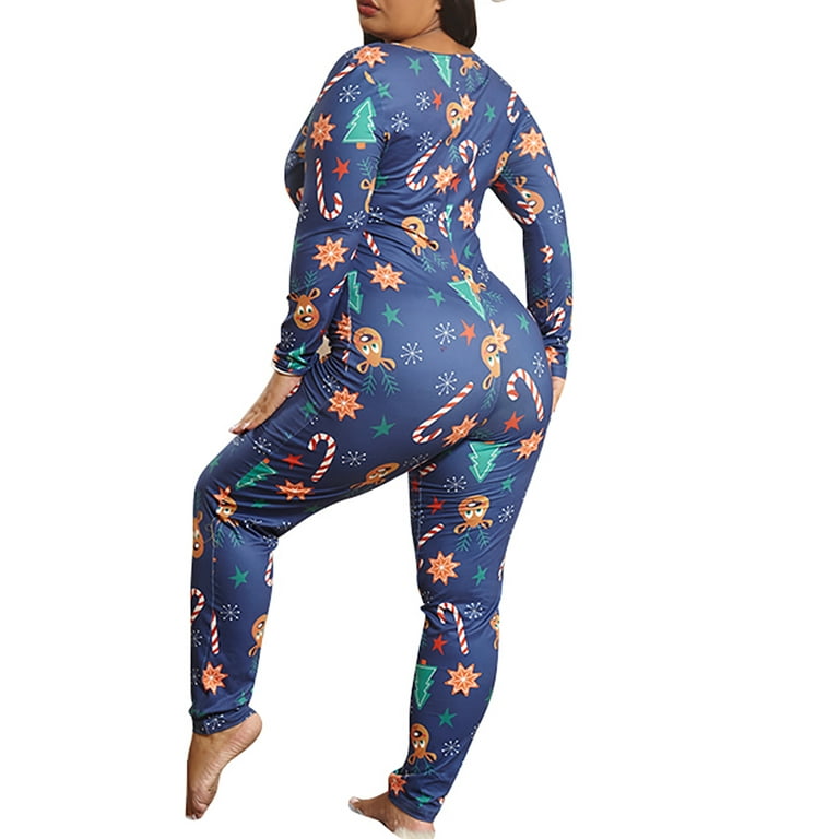 Enjiwell Womens Plus Size Loungewear Pjs Christmas Long Sleeve Jumper Romper Sleepwear Pajamas
