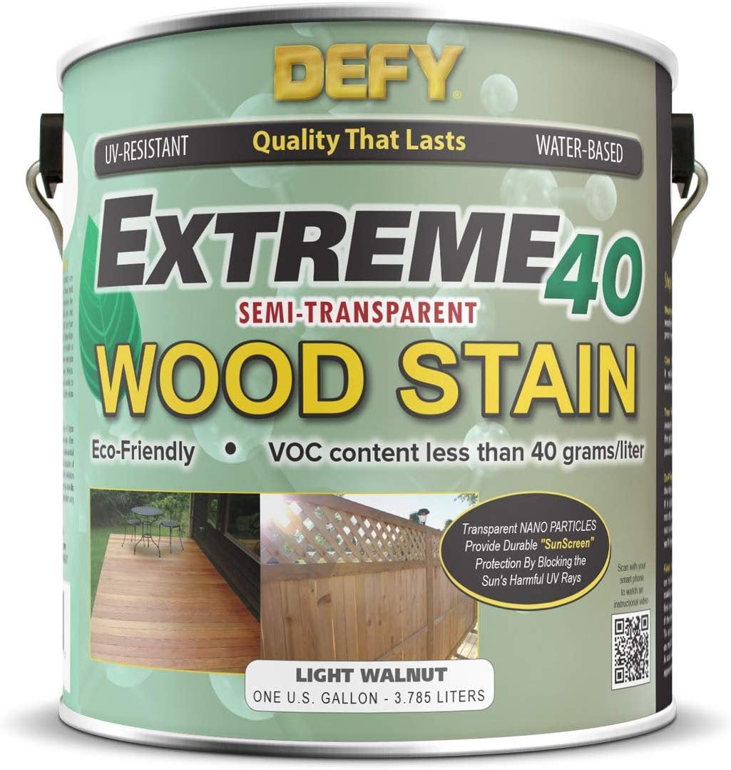 DEFY Extreme 40 SemiTransparent Wood Deck Stain Ultra Low VOC Formula, 1 Gallon Light