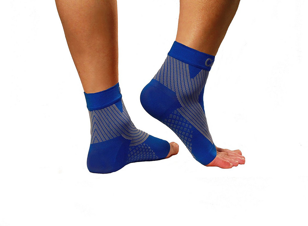 Premium Ankle Compression Foot Sleeve, (Royal Blue Large)
