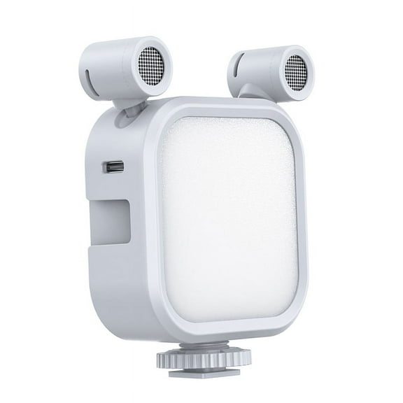 2500K-9000K Microphone LED Fill Light LED Mini Video Vlog Full-Color RGB Mic Light for Smartphone SLR Camera V03-White