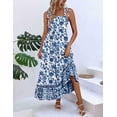 thumbnail image 4 of Vestido largo Zeagoo Boho con estampado floral escalonado y bolsillos para mujer, 4 of 7