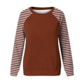 thumbnail image 4 of ShomPort Women's Color Block Tunic Tops Long Striped Sleeve Crew Neck Sweatshirts Casual Loose Tops, 4 of 4