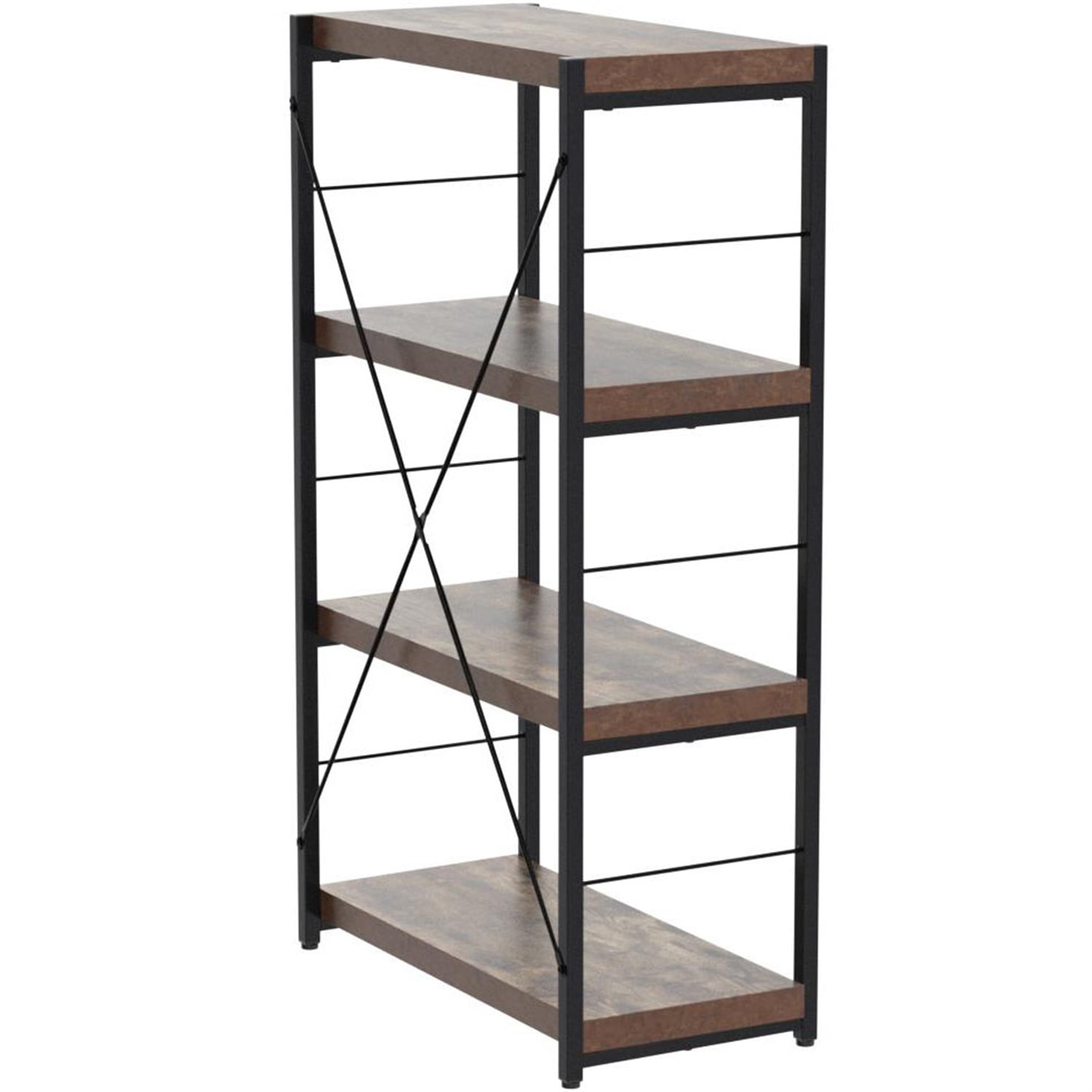 Hommoo Industrial 5 Tiers Bookcase, Modern Storage Shelf for Home & Office, Rustic Brown