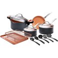 thumbnail image 1 of Gotham Steel 14 Piece Nonstick Ceramic Cookware Set Pots and Pans with Crisper Tray Utensils Oven Dishwasher Safe, 1 of 4