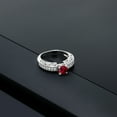 thumbnail image 3 of Gem Stone King 925 Sterling Silver Red Created Ruby Engagement Filigree Ring for Women (1.59 Cttw, Round 6MM, Gemstone July Birthstone, Size 8), 3 of 4