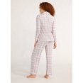 thumbnail image 2 of Joyspun Women's Cozy Jersey Notch Collar Top and Pants Pajama Set, 2-Piece, Sizes XS-4X, 2 of 6