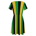 thumbnail image 5 of Black Yellow Green Stripes Women's Dress Short Sleeve Summer Sundress Summer Women Clothes, 5 of 7