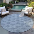 thumbnail image 5 of HomeRoots 622990 8 ft. Blue & Ivory Damask Washable Transitional Indoor & Outdoor Round Area Rug, 5 of 9