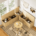 thumbnail image 5 of Resenkos 3-Piece L-Shaped Storage Bench with Cushion, Multi-Functional Seat for Kitchen Corner, Toy Storage and Reading Nook, 63"D x 63"W x 19.1"H, Natural, 5 of 9