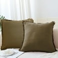 thumbnail image 3 of Set of 2 Linen Fringed Throw Pillow Covers,Sofa Bed Living Room Home Decor, Decorative Pillowcase with Tassel Boho for Sofa Farmhouse Natural Decor Burlap Pillowcase，18x18 inches, 3 of 6