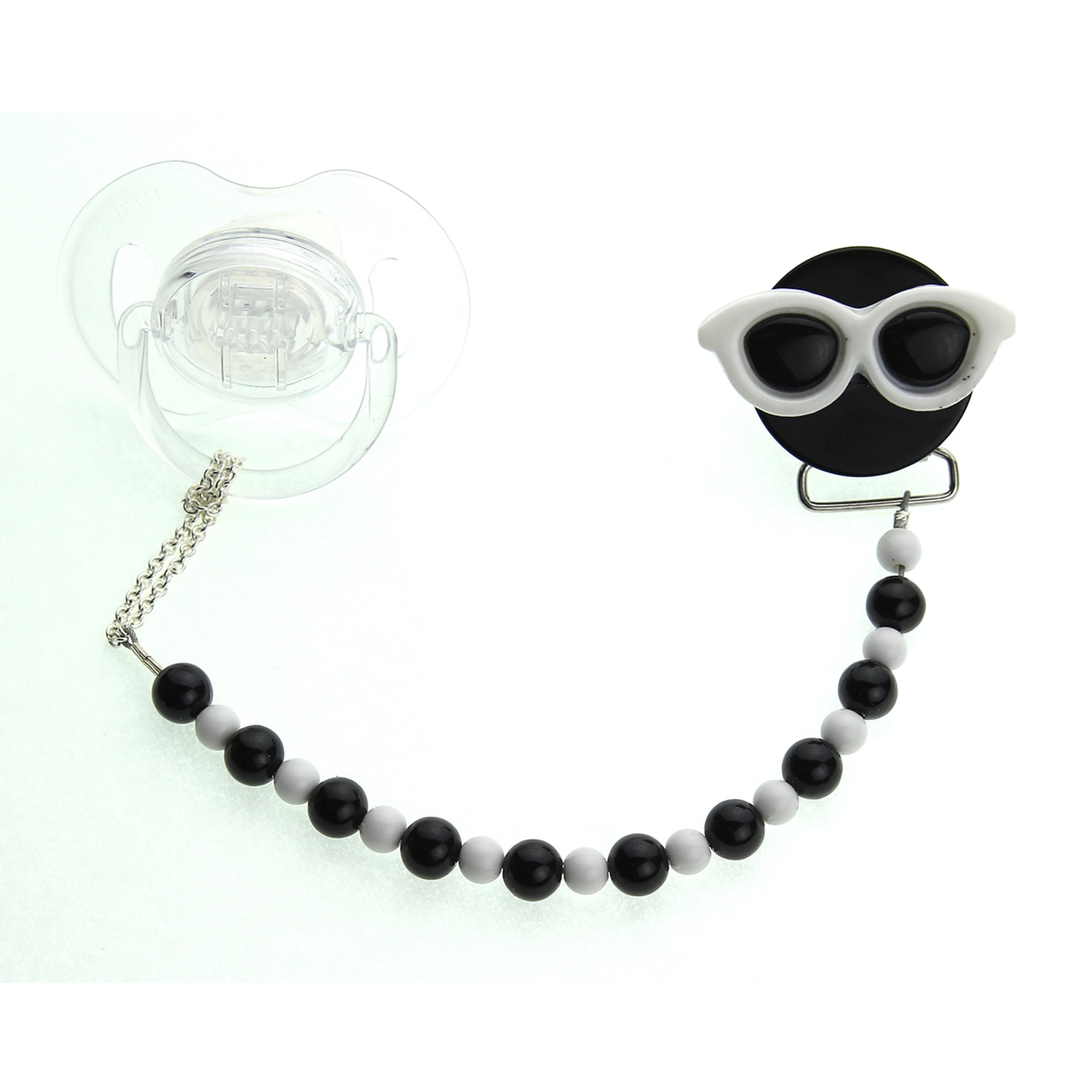 Multi Color Sunglasses Pacifier Clip with Matching Beads