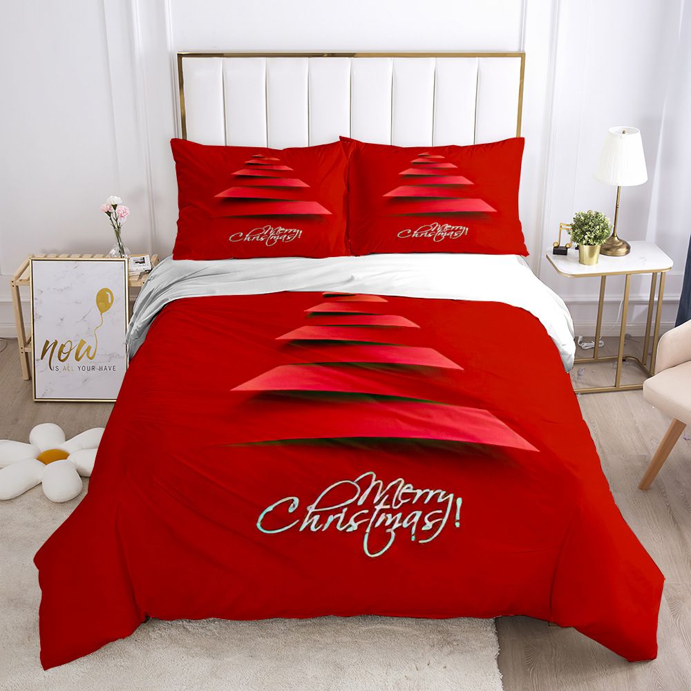 3 Pieces Christmas Tree Reindeer Snowman Santa Claus Xmas Comforter