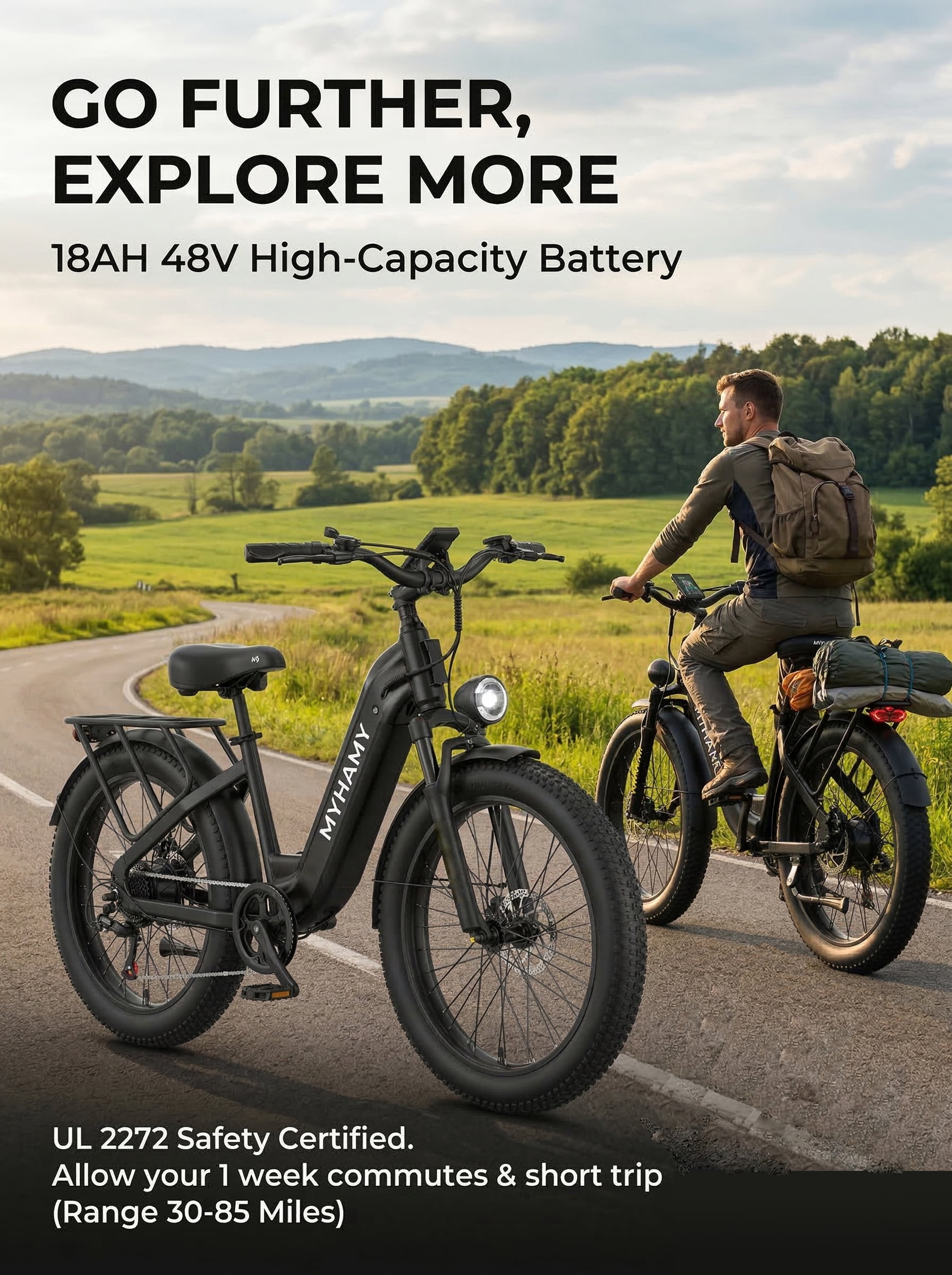 2000W Peak Power Electric Fat Tire Bike for Adults - 28MPH, 48V 18Ah (35-85 Miles), 26"x4" All-Terrain Ebike Electirc Bicycle with Full Suspension & 11" Comfort Seat - Conquer Snow, Sand & Trails